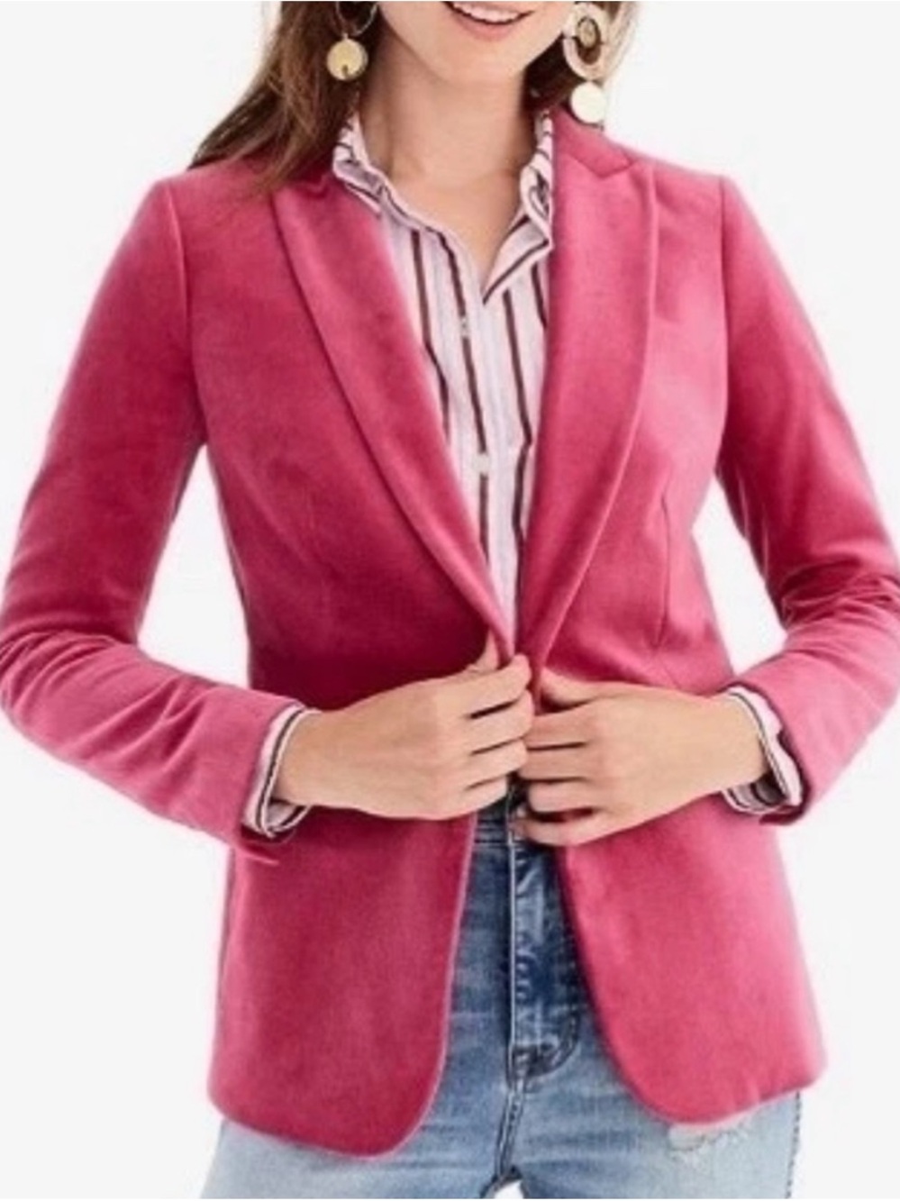 J. Crew Parke Women’s Rose Pink Velvet Single-Button Blazer